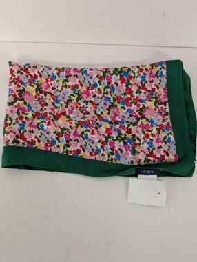 J. Crew Floral Print Scarf with Dark Green Border NWT